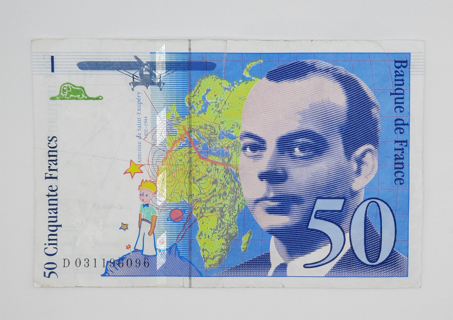 1997 Banque De France - 50 (Fifty) French Francs Banknote Serial No. D 031196096