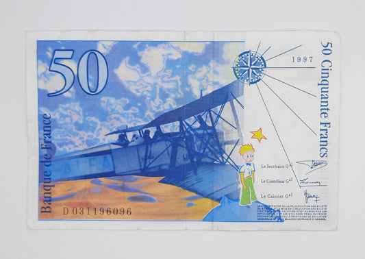 1997 Banque De France - 50 (Fifty) French Francs Banknote Serial No. D 031196096