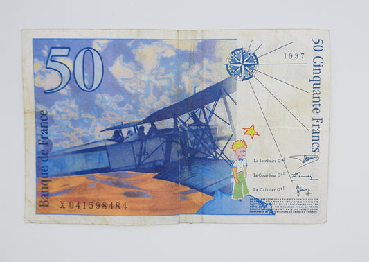 1997 Banque De France - 50 (Fifty) French Francs Banknote Serial No. X 041598484