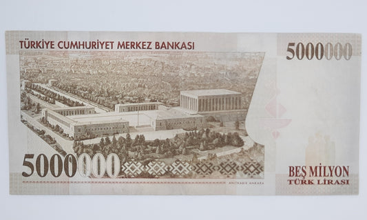 1997 Central Bank of TURKEY - 5 Million Turkish Lira Banknote No. I31 400793