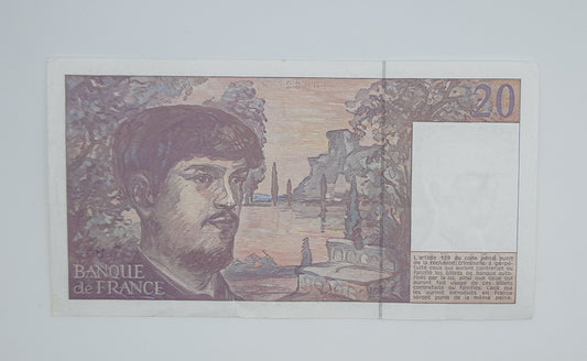 1993 Banque De France - 20 (Twenty) French Francs Banknote Serial No. T044 351471