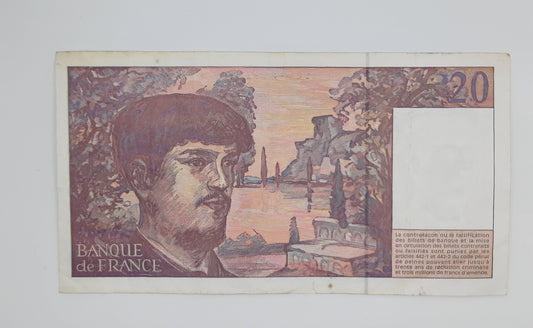 1997 Banque De France - 20 (Twenty) French Francs Banknote Serial No. T.050 218295