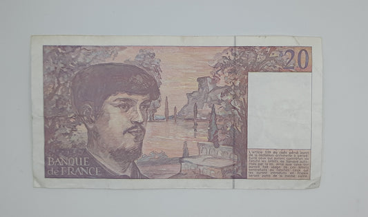 1991 Banque De France - 20 (Twenty) French Francs Banknote Serial No. N.033 398697