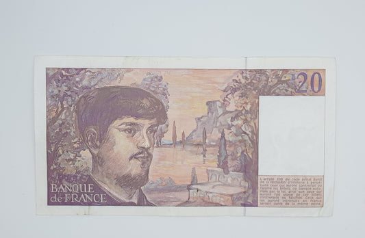 1993 Banque De France - 20 (Twenty) French Francs Banknote Serial No. O.038 978605
