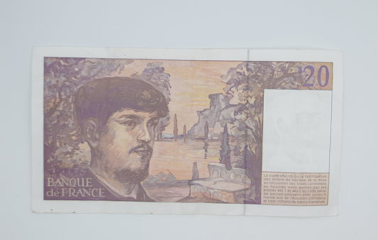 1997 Banque De France - 20 (Twenty) French Francs Banknote Serial No. J061 919826