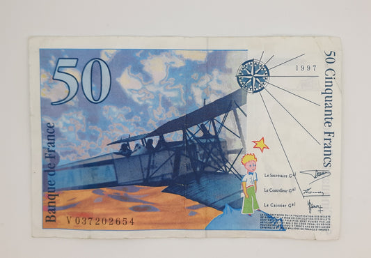 1997 Banque De France - 50 (Fifty) French Francs Banknote Serial No. V 037202654