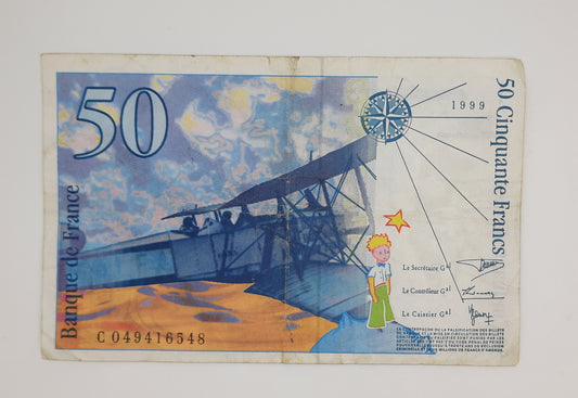 1999 Banque De France - 50 (Fifty) French Francs Banknote Serial No. C 049416548