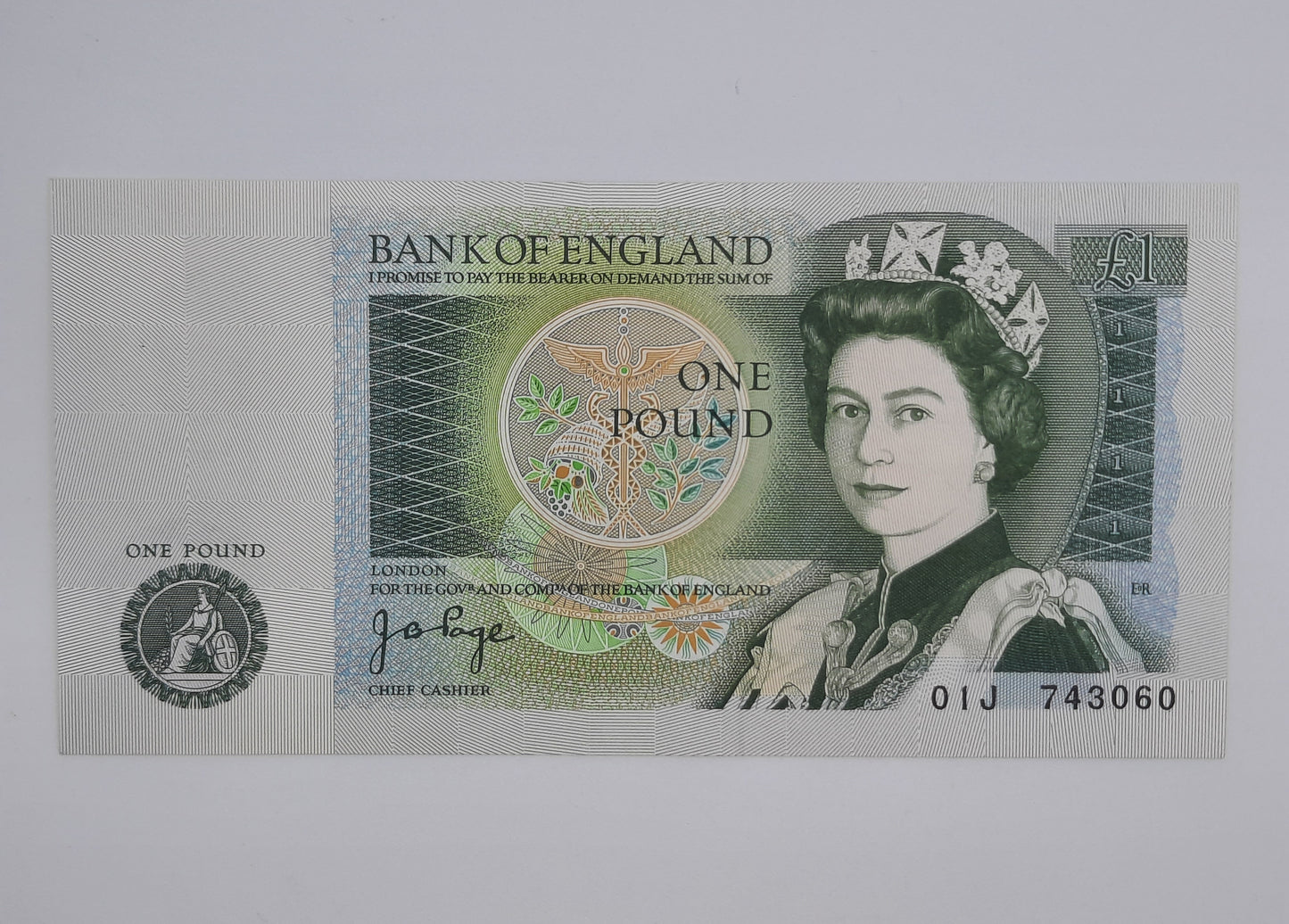 1978 Bank of ENGLAND, UK - £1 (One) British Pound Banknote Jo Page Uncirculated UNC