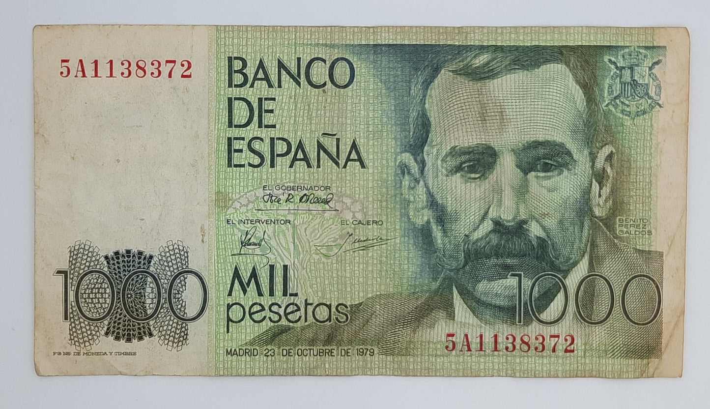 1979 Spain, Banco De Espana - 1000 Spanish Pesetas Banknote ESP Serial No 5A 1138372 P-158