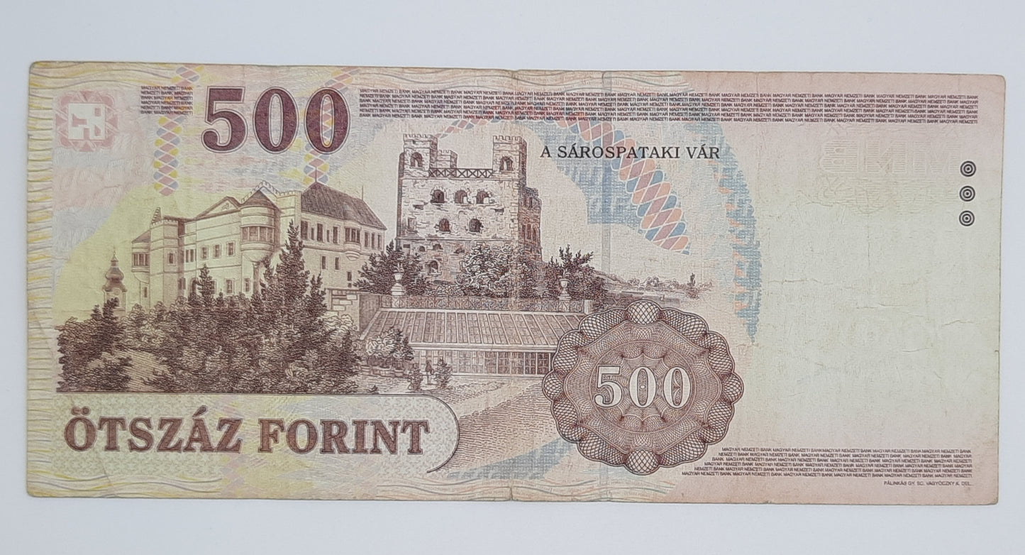 2002 Hungary, Magyar Nemzeti Bank - 500 Hungarian Forint HUF Banknote Serial No. EA 4011356 P-188b