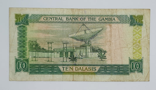 1991 Central Bank of the Gambia - 10 (Ten) Gambian Dalasis Banknote Serial No. A 4618318 P-13a