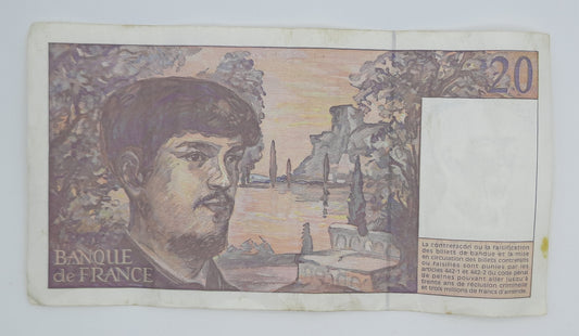 1997 Banque De France - 20 (Twenty) French Francs Banknote Serial No. M061 576279