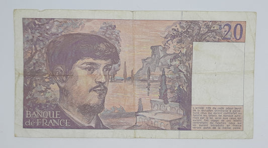 1993 Banque De France - 20 (Twenty) French Francs Banknote Serial No. P039 285487 P-151g