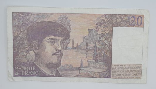 1987 Banque De France - 20 (Twenty) French Francs Banknote Serial No. Q020446261 P-151b