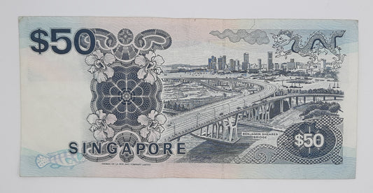 1994 SINGAPORE / Singapura - 50 (Fifty) Singapore Dollars SGD Banknote Serial No. D41 703593 P-32