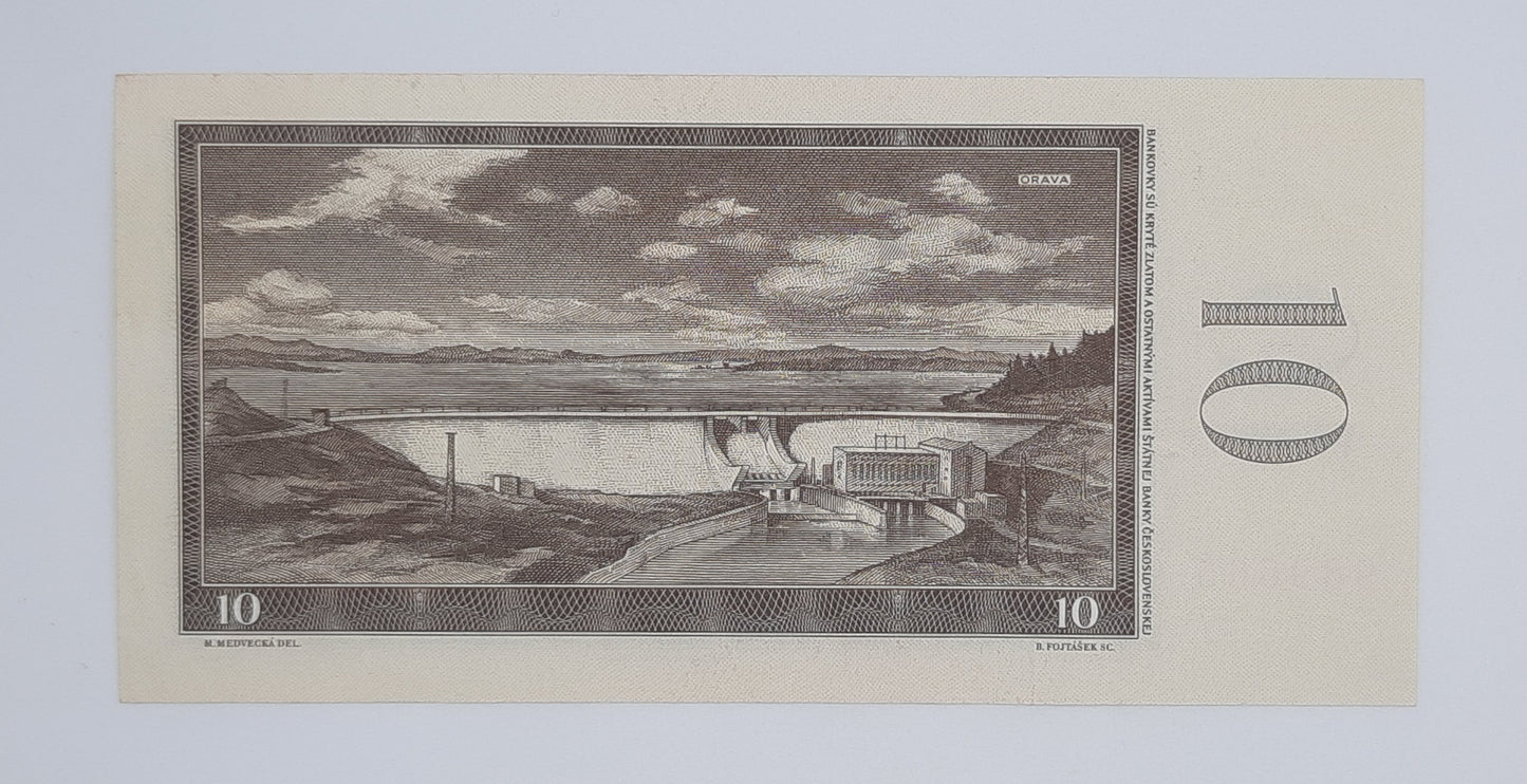 1960 States Bank of Czechoslovakia - 10 (Ten) Korun Banknote, Serial No. X73 989665 P-88