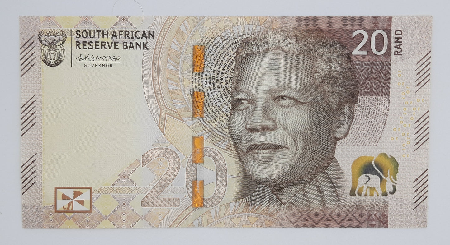 2023 South African Reserve Bank / 20 South African Rand ZAR Banknote Serial No. AB 21128077 P-149