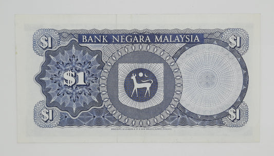 1972 Bank Negara Malaysia - 1 (One) Malaysian Ringgit Banknote Serial NO. H86 100386 P-7