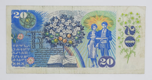 1993 Slovakia ,States Bank of Czechoslovakia - 20 (Twenty) Korun Provisonal Banknote Serial No. H54 385265 P-15