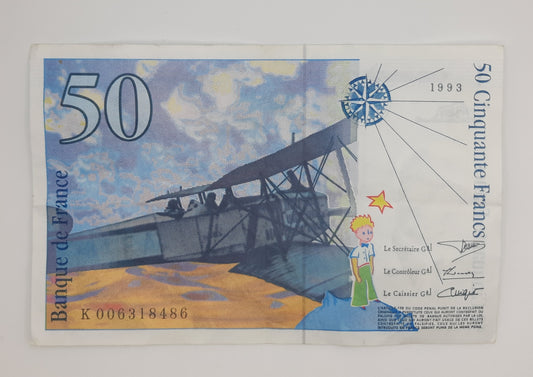1993 Banque De France - 50 (Fifty) French Francs Banknote Serial No. K 006318486 P-157