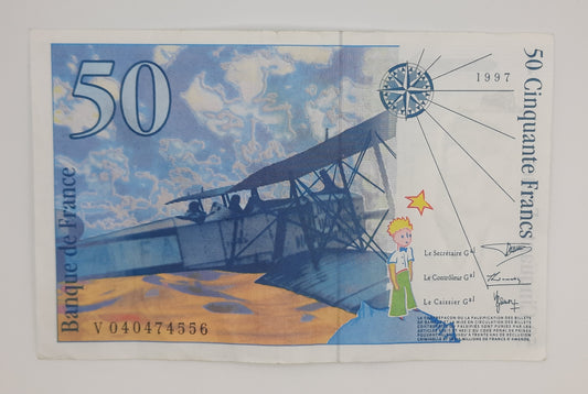 1997 Banque De France - 50 (Fifty) French Francs Banknote Serial No. V 040474556 P-157