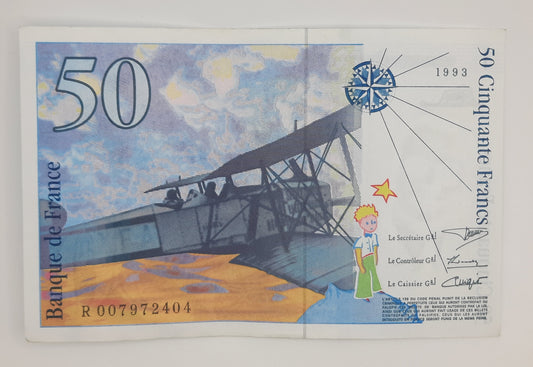 1993 Banque De France - 50 (Fifty) French Francs Banknote Serial No. R 007972404 P-157