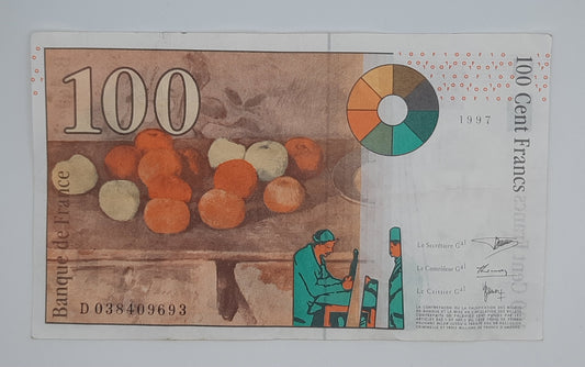 1997 Banque De France - 100 French Francs Banknote Serial No. C 038409693 P-158