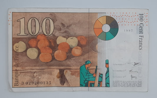1997 Banque De France - 100 French Francs Banknote Serial No. D 029200135 P-158