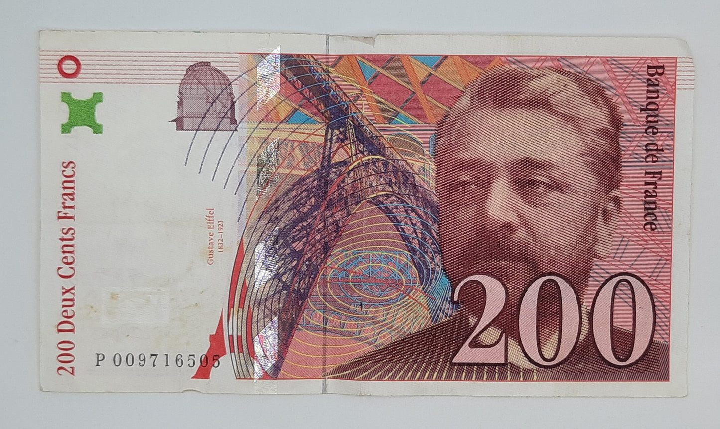 1996 Banque De France - 200 French Francs Banknote Serial No. P 009716505 P-159