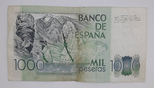 1979 Spain, Banco De Espana - 1000 Spanish Pesetas Banknote ESP Serial No 1H 6577524 P-158 P-158