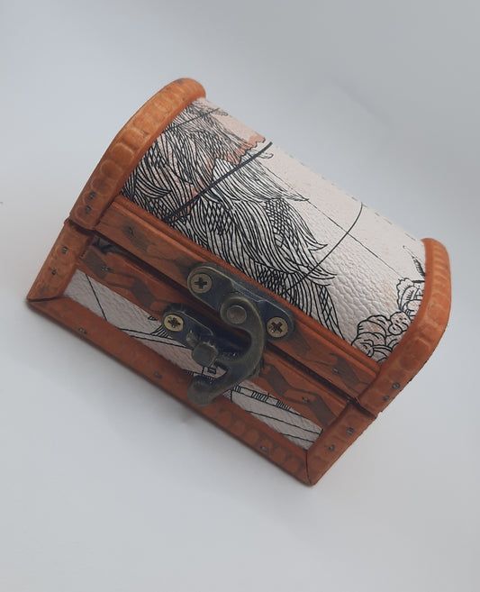 Mini Treasure Chest Starter Set – Wooden Keepsake Box Filled with World Coins