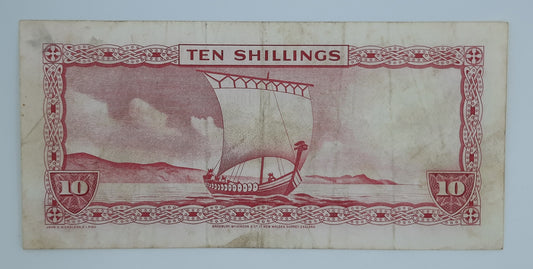 1967 Isle of Man Government - 10 (Ten) Shillings Manx Banknote Serial No. A 436310 P-24b