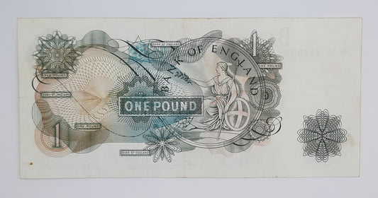 1963 Bank of ENGLAND, UK - £1 (One) British Pound Banknote Serial No. H03S 794526 P-377c