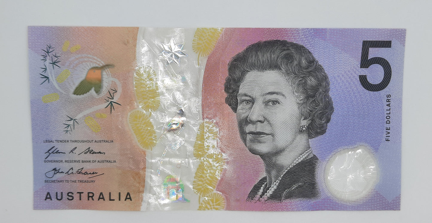 2016 Reserve Bank of Australia - 5 (Five) AUD Australian Dollar Banknote Serial No. BB16277088 P-62a