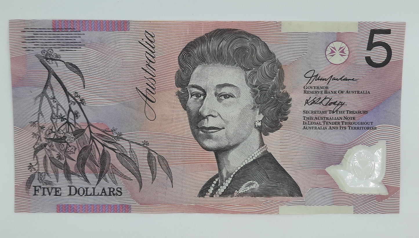 2005 Reserve Bank of Australia - 5 (Five) AUD Australian Dollar Banknote Serial No. FE 05817665 P-57C