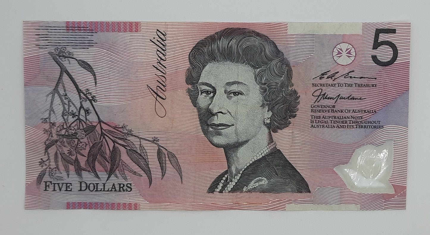 1997 Reserve Bank of Australia - 5 (Five) AUD Australian Dollars Banknote Serial No. BF 97091046 P-51c