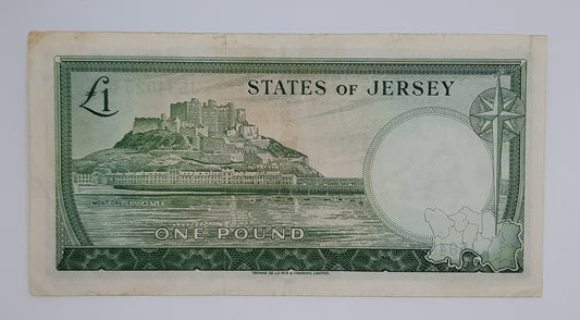 1963 States of Jersey, Channel Islands - 1 (One) Jersey Pound Banknote Serial No. J 584028 P-8
