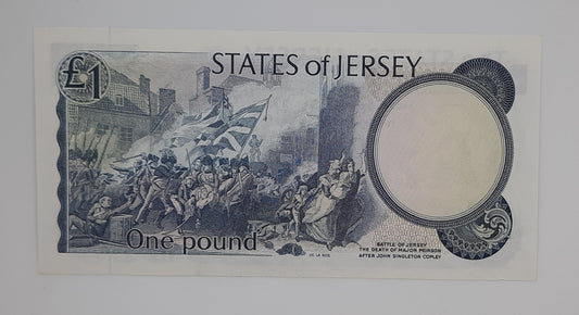 1976 States of Jersey, Channel Islands - 1 (One) Jersey Pound Banknote Serial No. LB 186693 P-11a