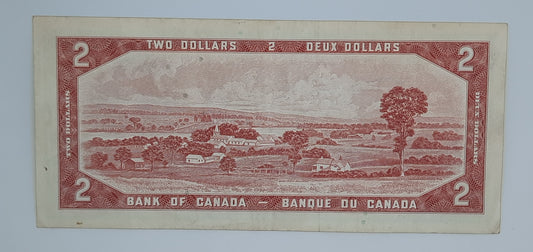1954 Bank of Canada / Banque Du Canada - 2 (Two) Canadian Dollars CAD Banknote Serial No. OG 1081191 P-76