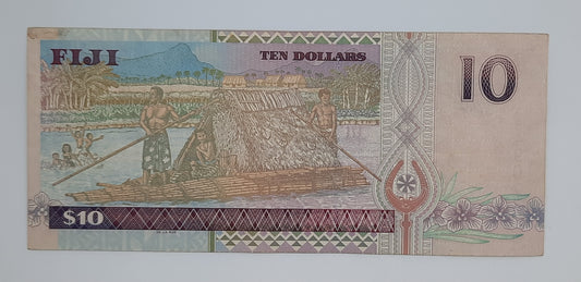 2002 Reserve Bank of Fiji - 10 (Ten) Fiji Dollars Banknote Serial No. AT 384907 P-106