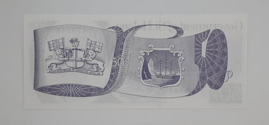 1979 Government of St. Helena - 50 (Fifty) Pence SHP Banknote Serial No. V1 179144 P-5 UNC