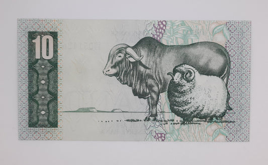 1982 South African Reserve Bank 10 (Ten) Rand ZAR Banknote, Bill No. C623 051426 P-120c