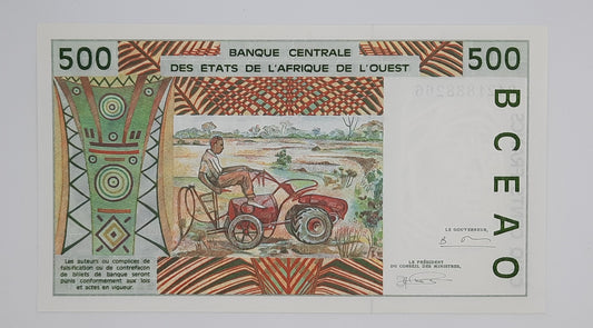 1994 Burkina Faso, Banque Centrale Des Etats De L'Afrique L'ouest - 500 CFA Francs Banknote Serial No. 9421888266 P-310Cd