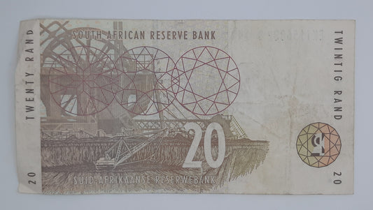 1999 South African Reserve Bank / 20 South African Rand ZAR Banknote Serial No. EK 1156882 B P-124b