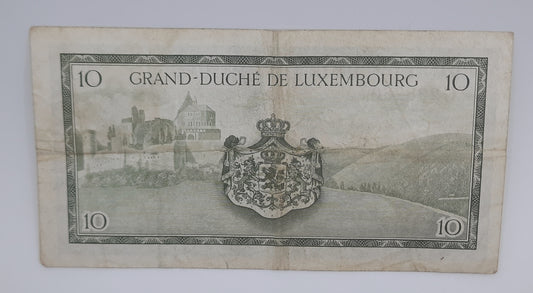 1954 Grand-Duche De Luxembourg - 10 (Ten) Francs Banknote Serial No.G 268280 P-48a
