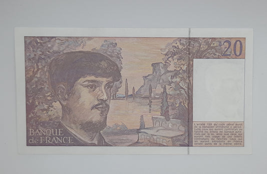 1990 Banque De France - 20 (Twenty) French Francs Banknote Serial No. L027 717082 P-151d