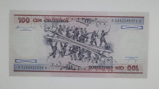 1984 Brazil, Banco Central Do Brasil - 100 Brazilian Cruzeiros Banknote P-198b