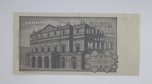 1980 Banca D'Italia, Italy - 1000 Italian Lire ITL Banknote P-109a Serial No. PD 685193 I