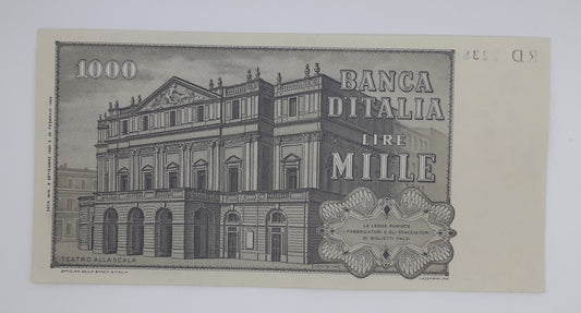 1980 Banca D'Italia, Italy - 1000 Italian Lire ITL Banknote P-109a Serial No. RD 223864 N