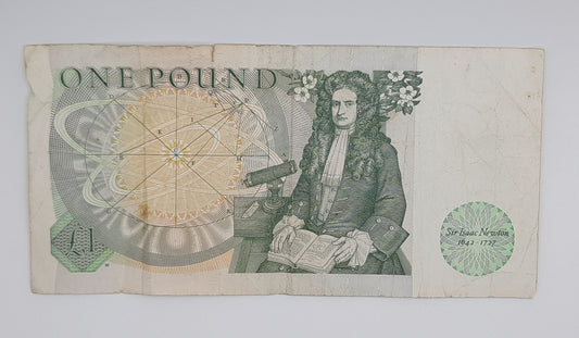 1981 Bank of ENGLAND, United Kingdom - £1 (One) British Pound Banknote Somerset, Serial No. BN12 757976